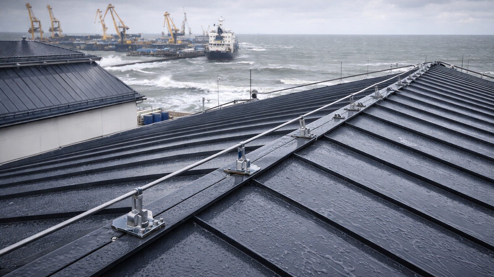 Морской порт Усть‑Луга — ремонт фальцевой кровли